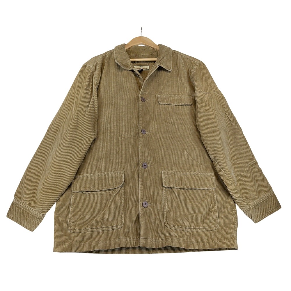 Tommy Bahama Mens Tan Corduroy Cotton Tencel Chore Field Jacket Coat Size Medium